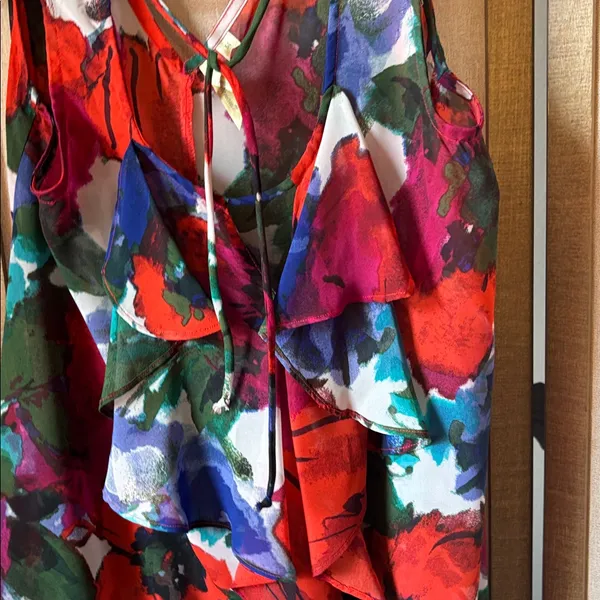 FINAL MARKDOWN Chenault Multicolor Floral Ruffle Blouse medium - Image 2