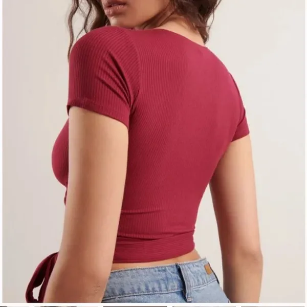 ✨ Ribbed Faux Wrap Crop Top✨ - Image 3