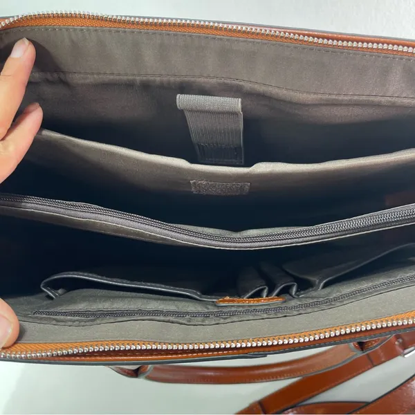 CLUCI Briefcase Work Bag Purse Brwn Shoulder Vegan Leather Laptop Padded Pocket - Image 7