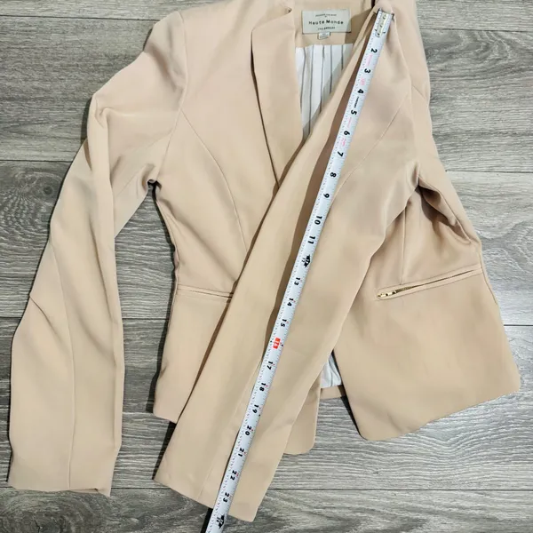 Haute Monde Womens Tan Open Front Blazer Jacket‎ Career Preppy Beige Medium - Image 11