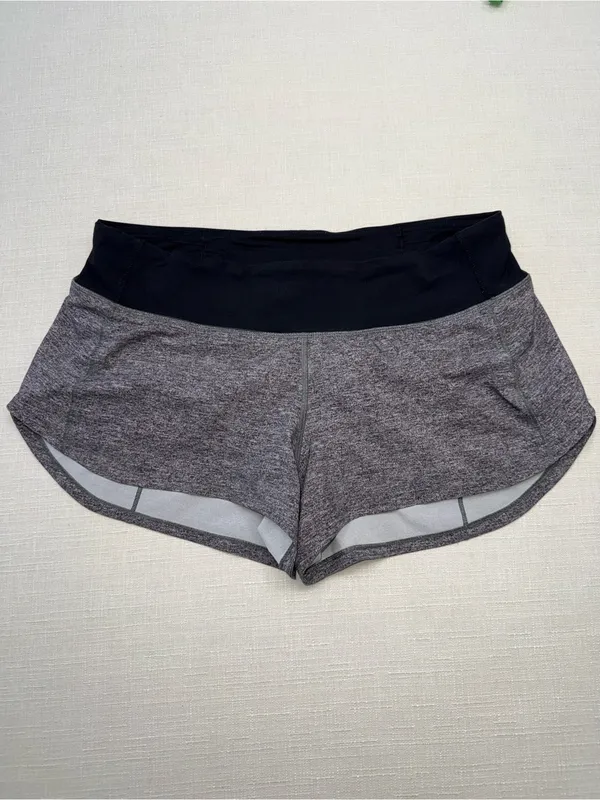 lululemon athletica Speed Up Heather Gray Athletic Shorts with Black Waistband - Image 2