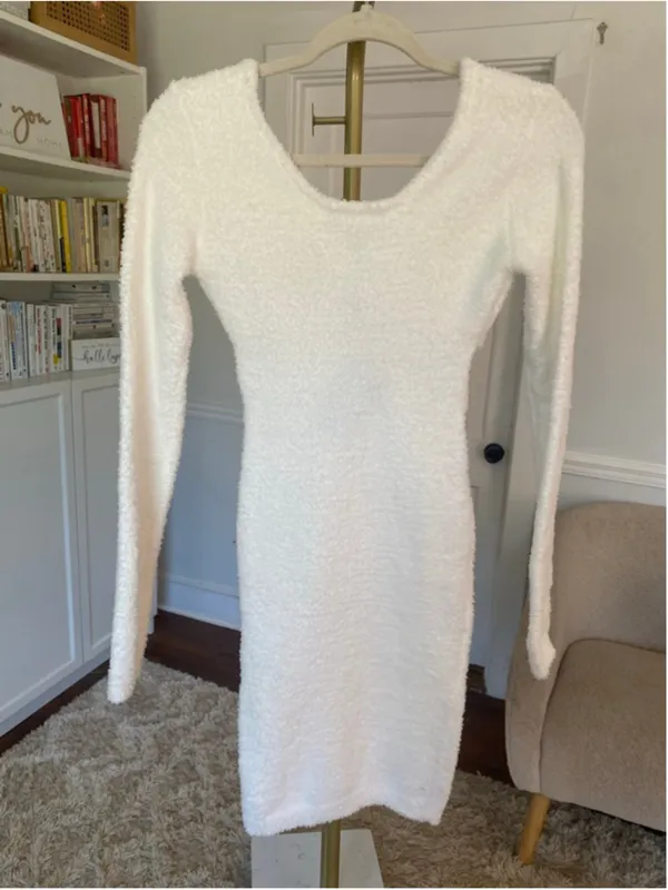 Hera Collection‎ Cutout Mini Dress White Textured Soft Glam Quiet Luxury S Boho - Image 3