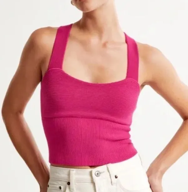 Abercrombie and Fitch Women's Ottoman Cross-Back Tank - Image 5