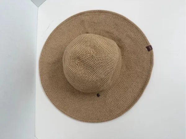 REI Hat Straw Wide Brim Braided Tan Taupe Brown Sun Packable Travel Beach Unisex - Image 2