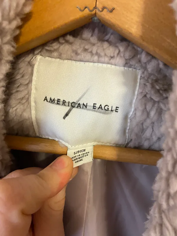 NWOT American eagle purple/gray long teddy jacket - Image 6