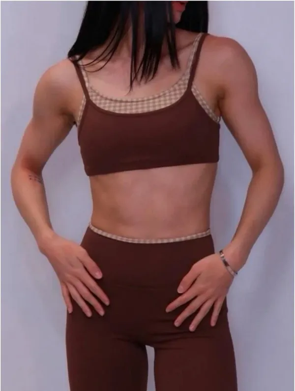 LW Active Saddle Brown Gingham Sports Bra - Image 4
