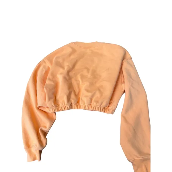 Alo Yoga Cropped Sweatshirt Orange Long Sleeve Crew Neck Pullover XS - Image 3