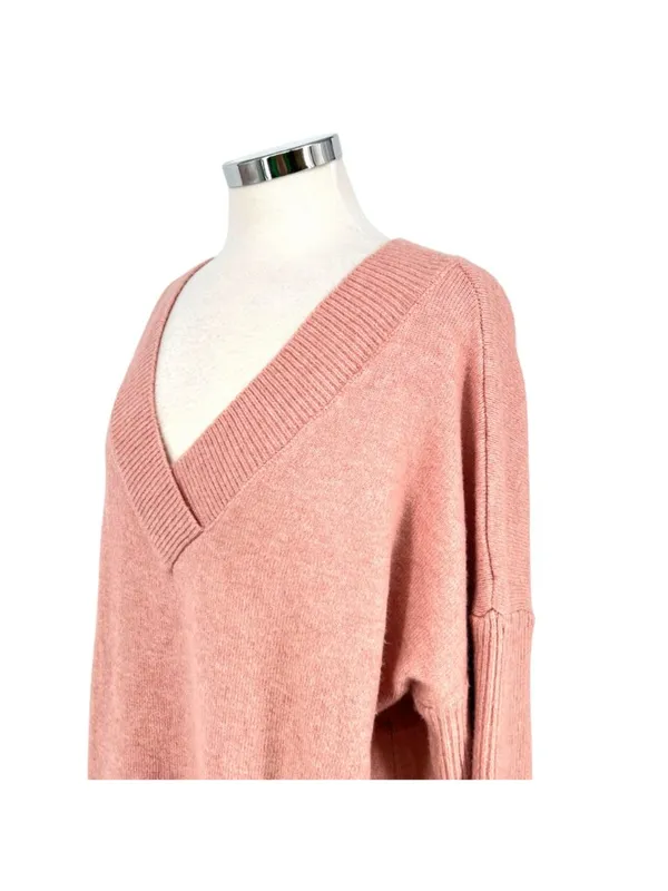 River Island V-Neck Oversized Sweater Gold Button Preppy Soft Girl Pink Large - Image 6