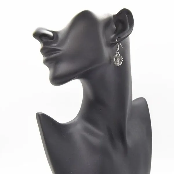 Sunflower earrings Silver - Image 3