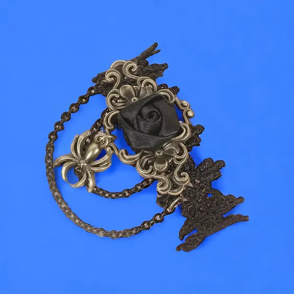 1pc‎ Retro Style Gothic Black Rose Lace Tassel Bracelet Spider Rose Bracelet - Image 4