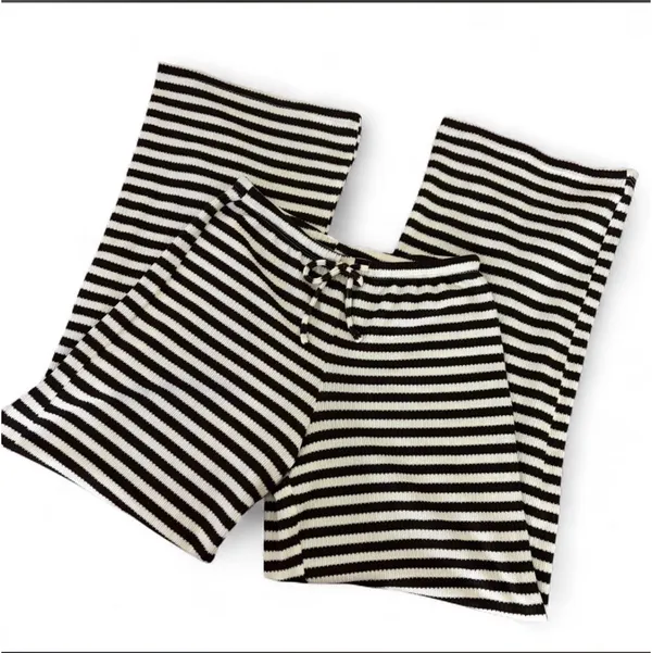 H&M knit sweatpants brown and white striped - Image 3