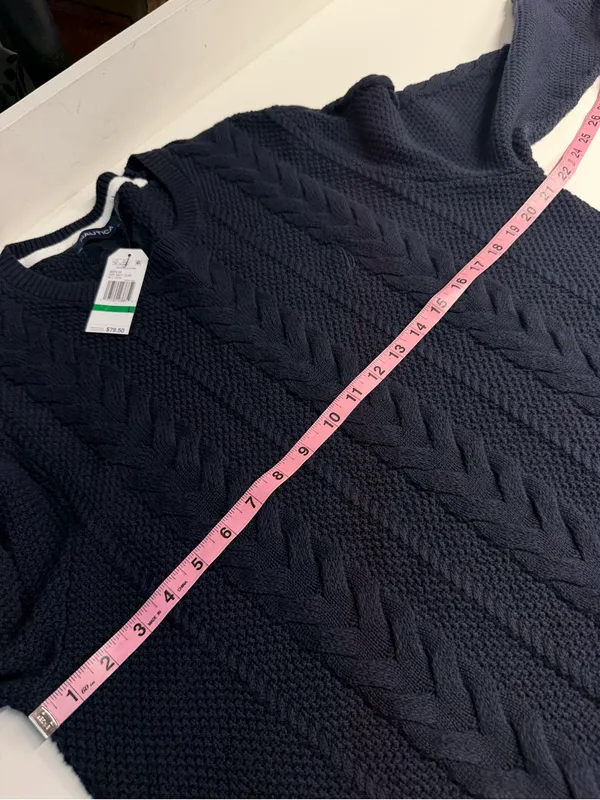 NWT Nautica sweater grandpa fisherman 100% cotton cable knit blue large preppy - Image 5