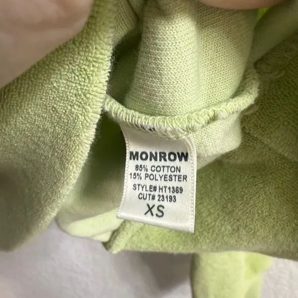 MONROW Terry Cloth Half Zip in Lettuce Size XS Green - Image 5