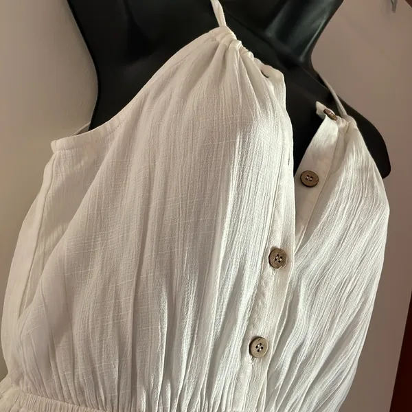 Wishlist, small white summer‎ dress wooden accent buttons, functionable. NWT. - Image 8
