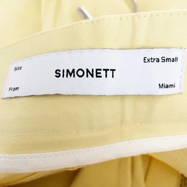 Simonett Cotton High Waisted Wide Leg Pleated Trouser Pants Butter Yellow XS - Image 2