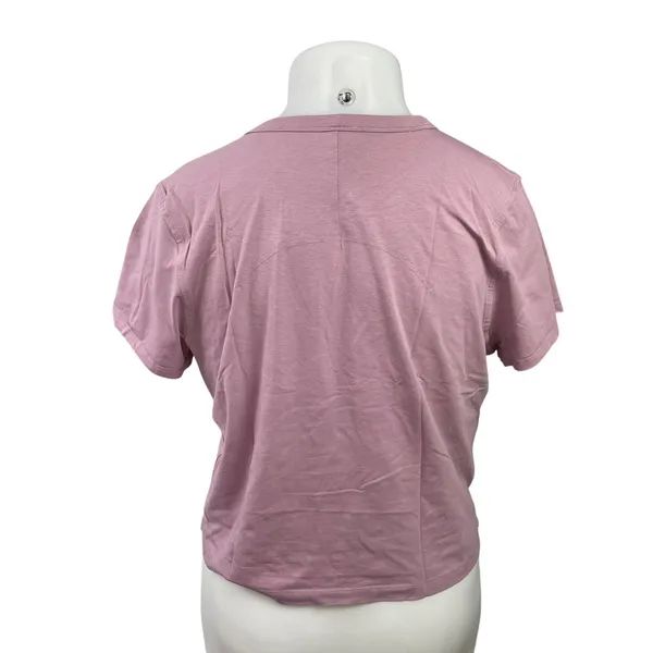 Lululemon Womens Pink Short Sleeves Relaxed Fit Crew Neck Crop Tee T-shirt Sz XL - Image 3