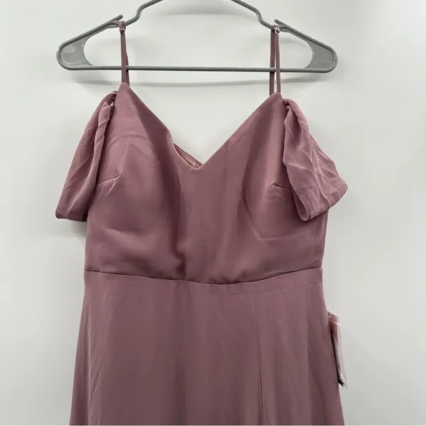 Birdy Grey Devin Convertible Chiffon Maxi Bridesmaid Dress‎ Dark Mauve Sz M NEW - Image 4