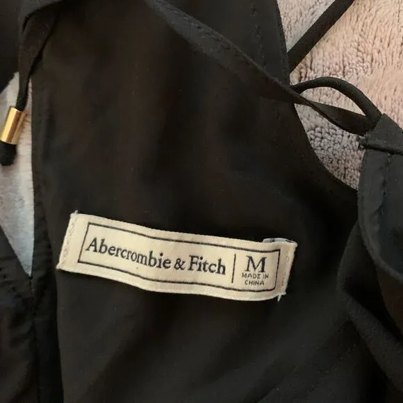 Abercrombie &‎ Fitch Dress Size Medium Black Pleated Maxi Chevron Hem Sleeveless - Image 6