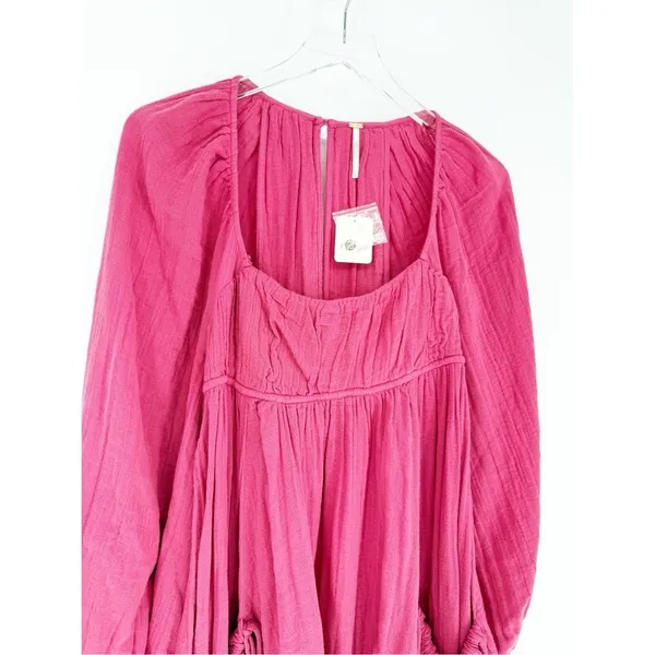 NWT Free People Clea Tie Back Mini‎ Dress Women's S Pink Boho Chic - Image 4