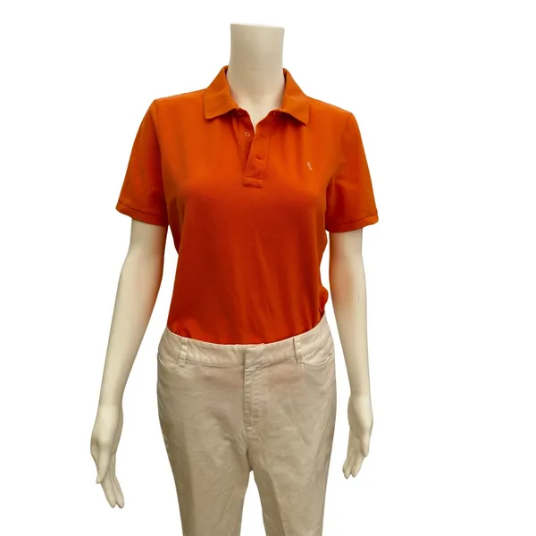 Vintage 90s Ralph Lauren Women’s Orange Polo Shirt Medium - Image 5