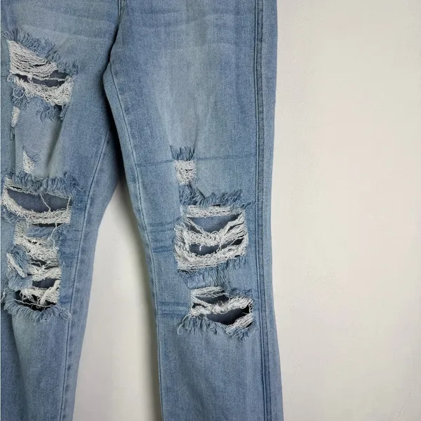 Vervet Flying Monkey Women High Rise Straight Jean Sz 23x29 Distressed Cropped Raw Hem - Image 2