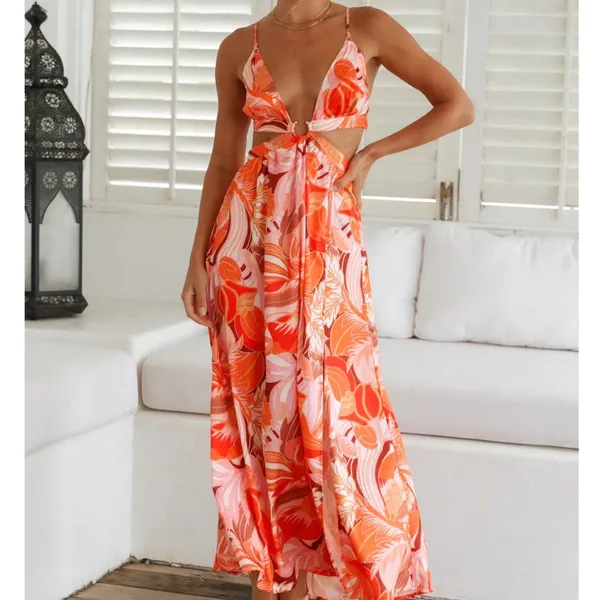 Hello Molly Strike Twice Maxi Dress Orange - Image 2