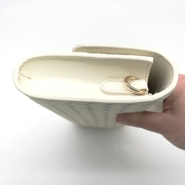 Few Moda East West Woven Clutch Bag Crossbody Cream Toggle Minimalist Chic Vegan - Image 7