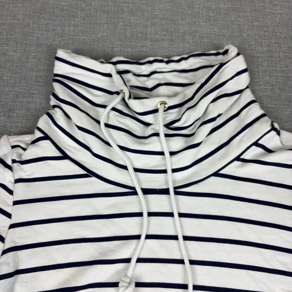 Lilly Pulitzer Hillary Popover Dress Womens XS Navy White Stripe Cowl Modal - Image 7