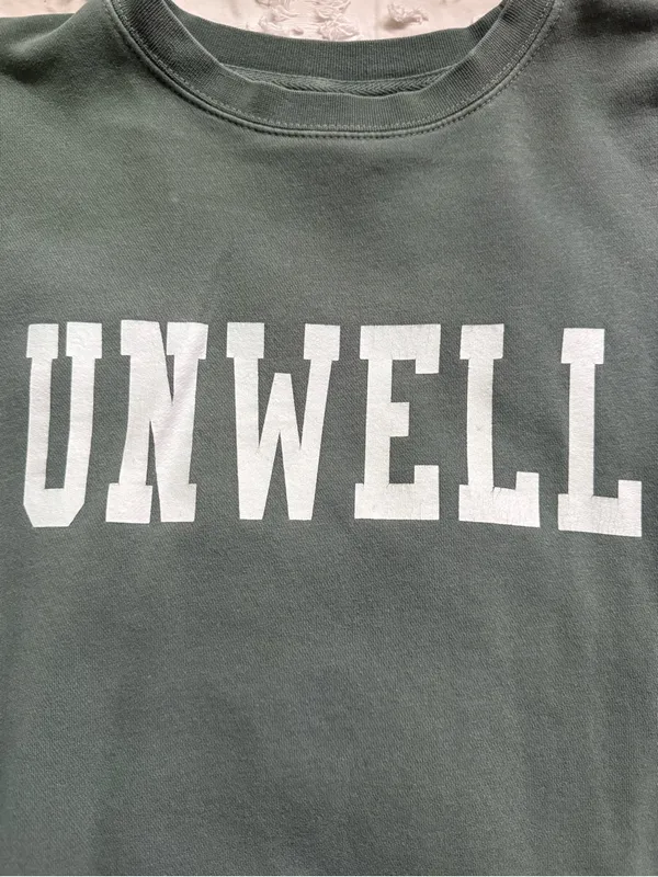 Unwell Crewneck Sweatshirt in Sage Green - Image 3