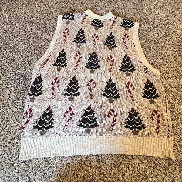 Roundtree & Yorke Vintage Christmas Tree Candy Cane Knit Cardigan Vest Mens L‎ - Image 6