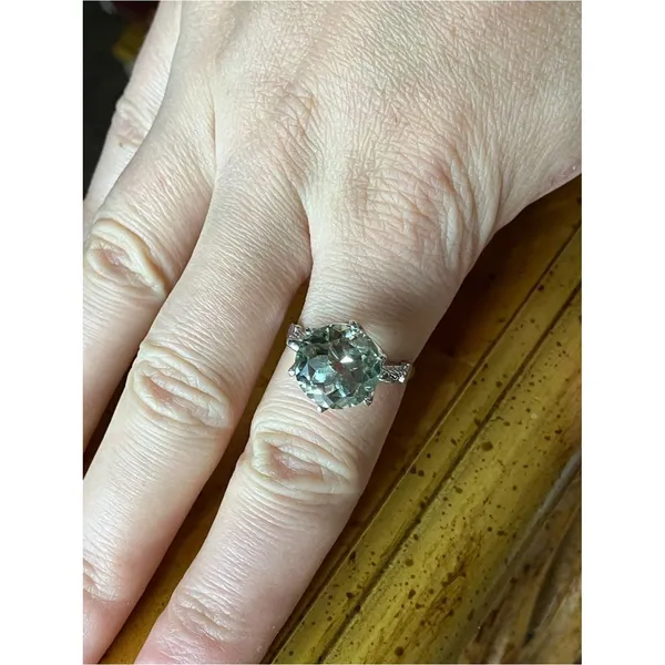 Natural Prasiolite Green Amethyst Sterling Silver Ring Size 9 - Image 2