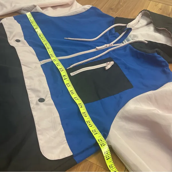 Colorblock Anorak Windbreaker Jacket Pink Blue Black Ragstock Size Large - Image 2