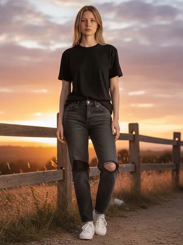 KanCan Women’s 7/27 Black Distressed High Rise Wide Leg Button Fly Denim Jeans - Image 4