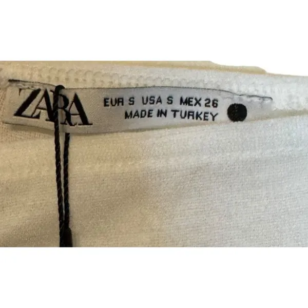 Zara Women‎ Top Semi Sheer Layered Boatneck Long Sleeve White Cotton Small NWT - Image 5