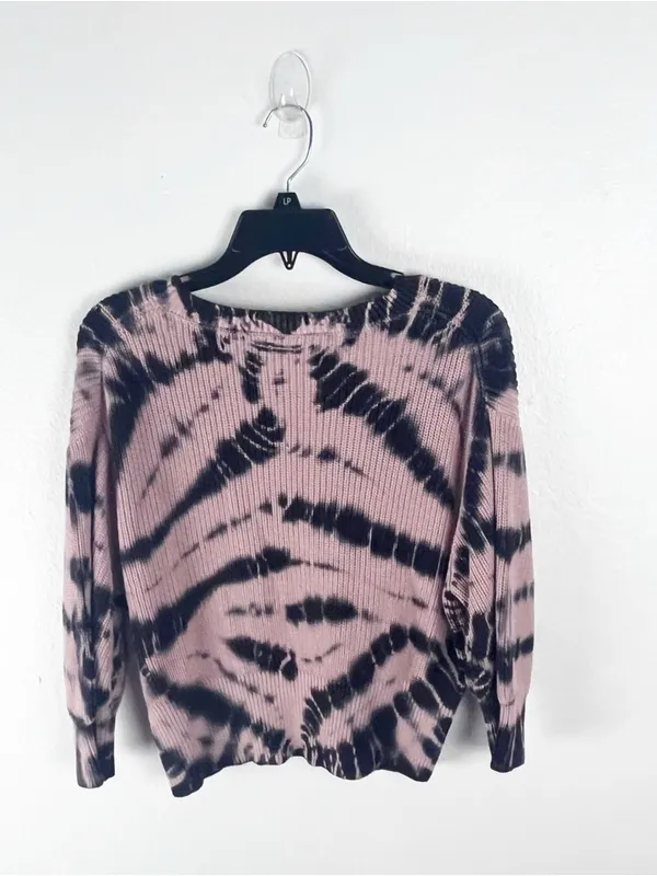 YFB Tie Dye Long Puff Sleeves Cropped Ribbed Knit Sweater Large Boho Casual - Image 2