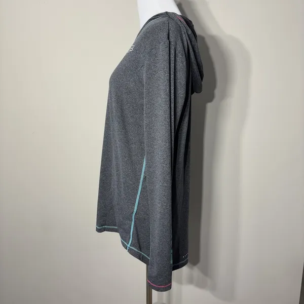 Fox Head Hoodie Top Womens Large Gray Long Sleeve Zip Pocket Graphic Lightweight - Image 10