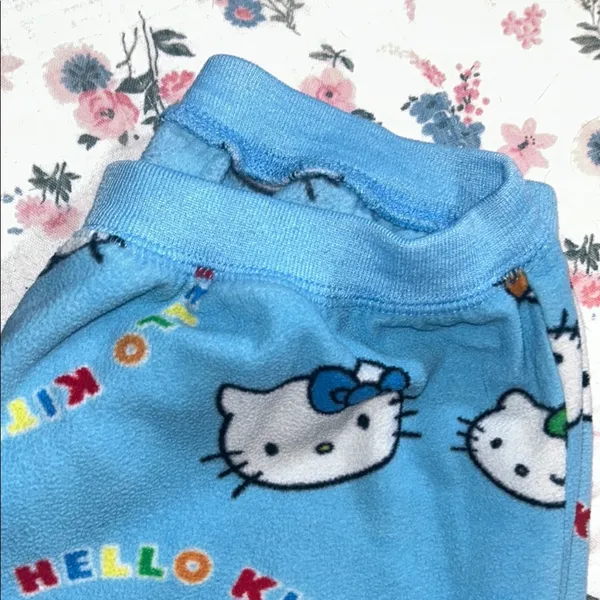 Hello Kitty Size S Fleece Blue Pajama Bottoms - Image 4