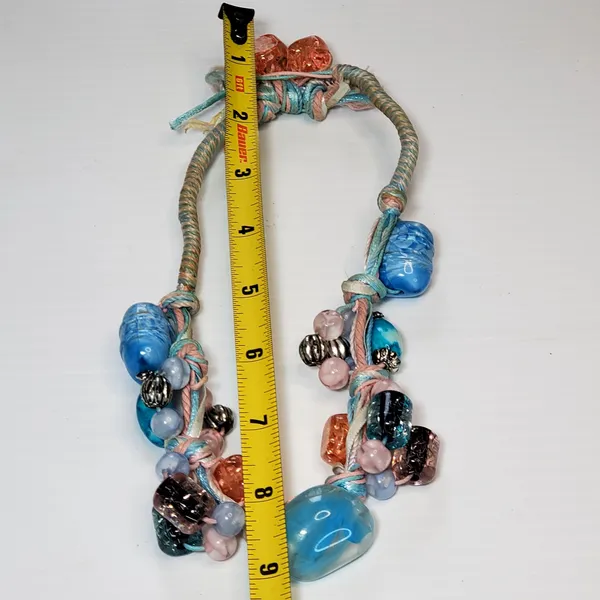 Handmade Beaded Necklace 18" Chunky Retro - Image 4