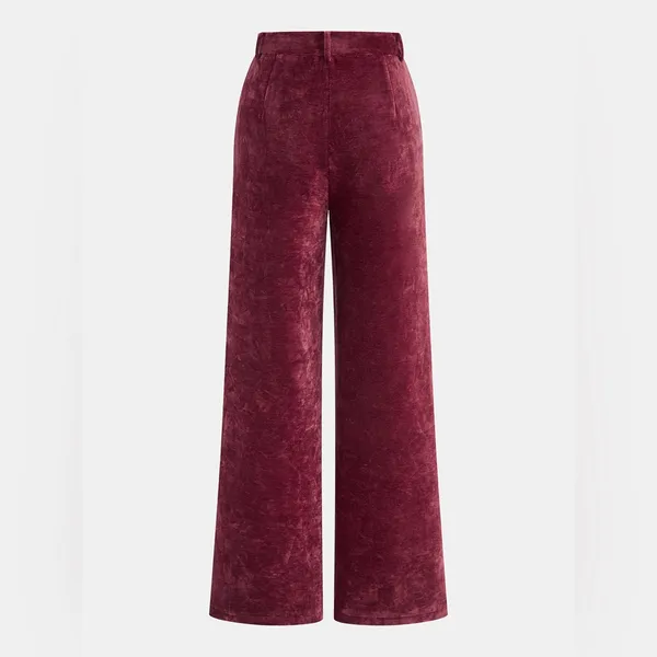 CoMMENSE Velvet Pocket Straight-Leg Pants COLOR - Burgundy, size Small NWT - Image 2