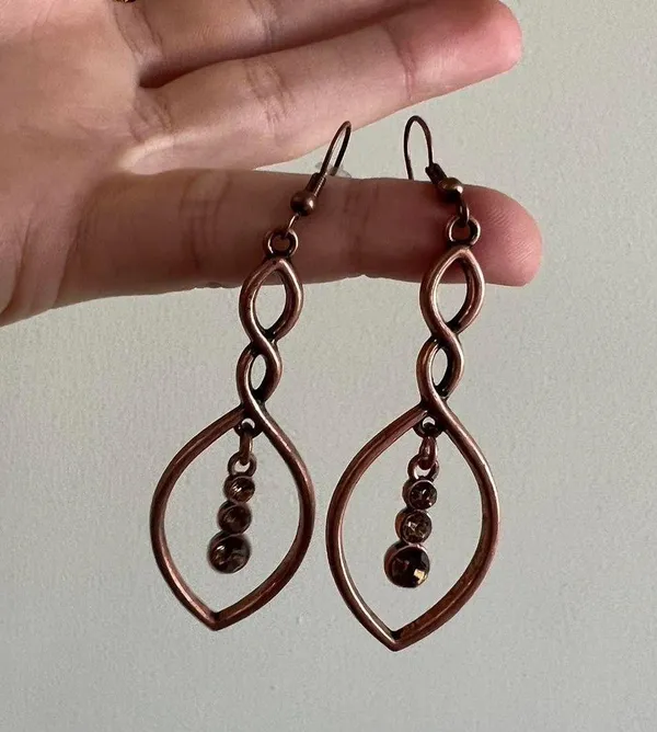 Bronze Metallic Dangle Earrings Gold - Image 2