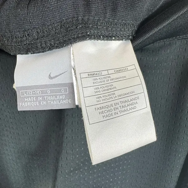 Nike Mesh Black White Blue Stripe Straight Leg‎ Drawstring Athletic Pants Size L - Image 6