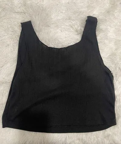 Black Cropped Tank Top - Image 2