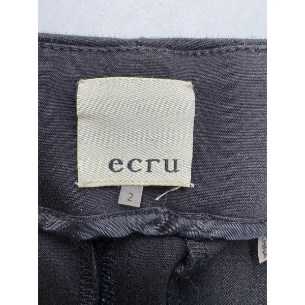 Ecru Black Cropped Flare Pants Size 2 Stretch Side Zip Dress Trousers - Image 6