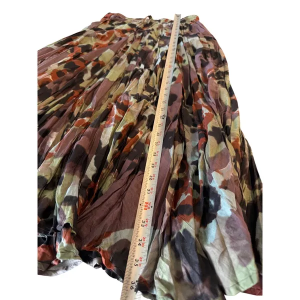 Dimri Abstract Print Pleated Maxi Skirt Womens Size M Elastic Waist Boho Gauze - Image 3