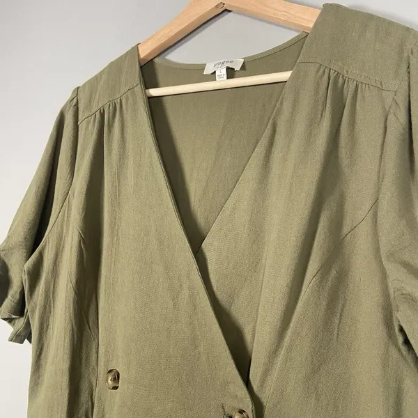 Umgee Cotton‎ Midi Maxi Dress Women's Large Pin Tuck Sleeves Buttons Lagenlook - Image 6
