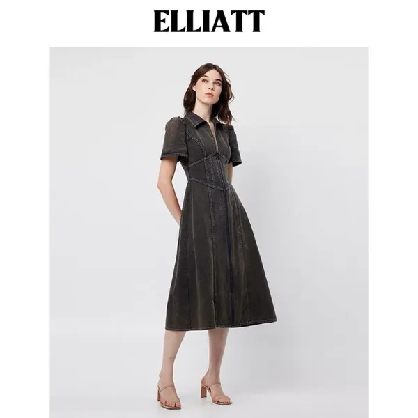 ELLIATT Matisse Denim Short Sleeve Midi Dress Black Size S NWT - Image 6