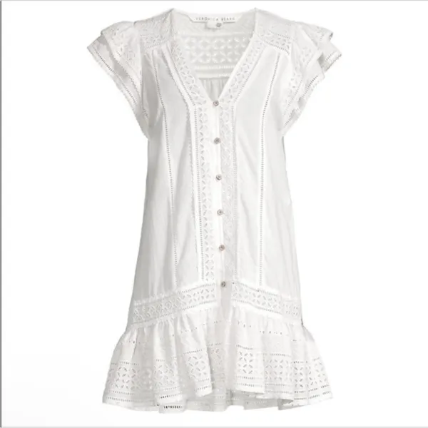 Veronica Beard Lorraine Eyelet Cotton Mini‎ Dress M - Image 3