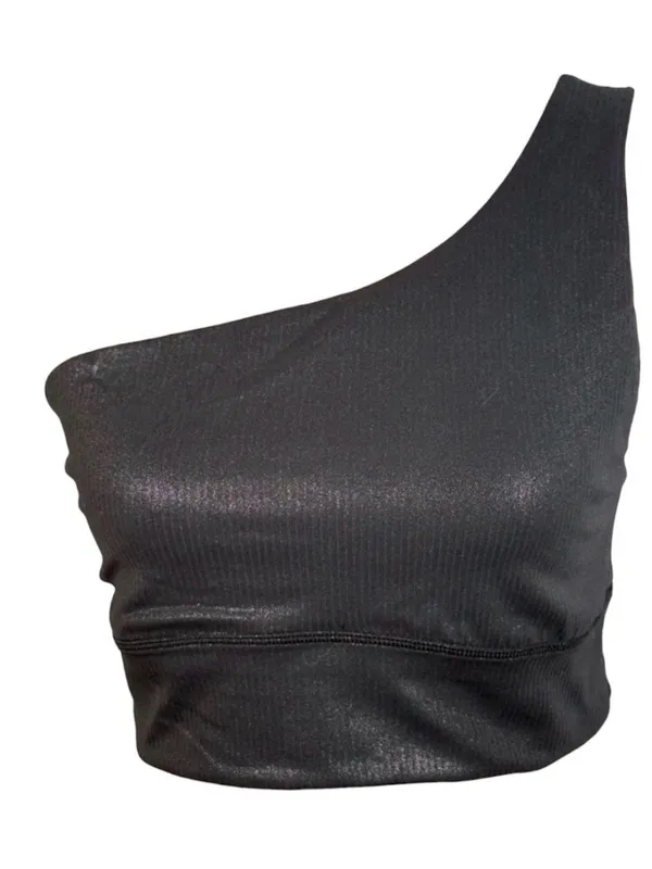 Lululemon Align Asymmetrical Rib Bra C/D *Shine in Black Size 6 NWT - Image 2
