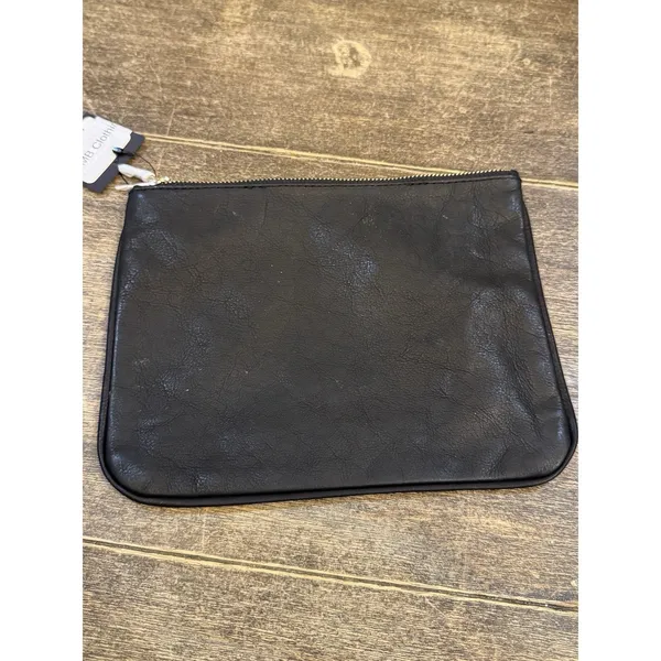 Club Monaco Leather Bag Pouch Zip Cosmetics Black Travel! - Image 3