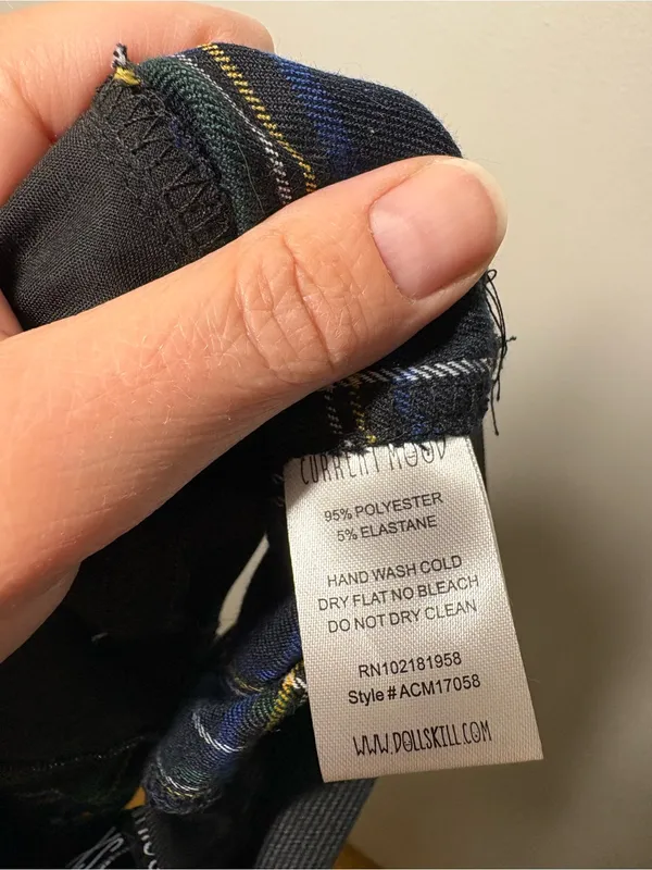 Current Mood Dolls Kill Navy Green Plaid Zip-Front Bralette top - Image 7